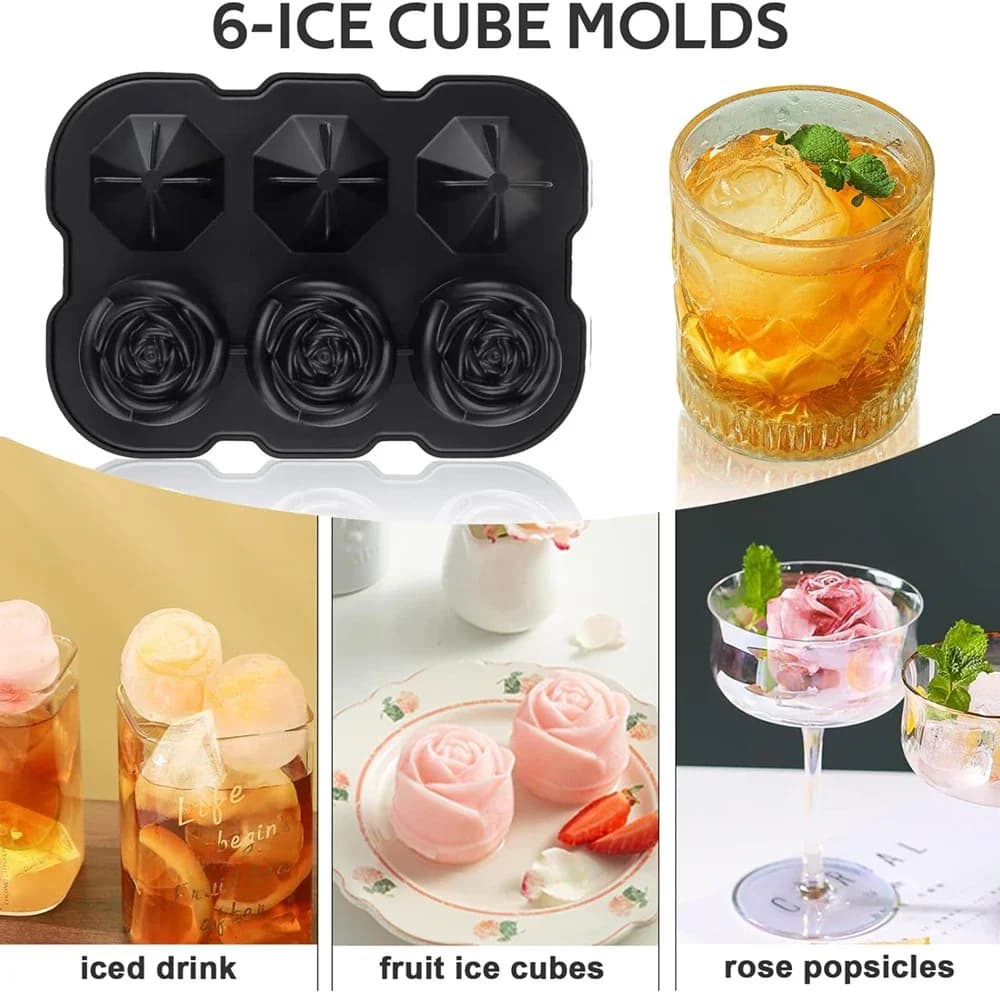 Forma de Cubos de Gelo Rosa 6 Cavidades com Funil