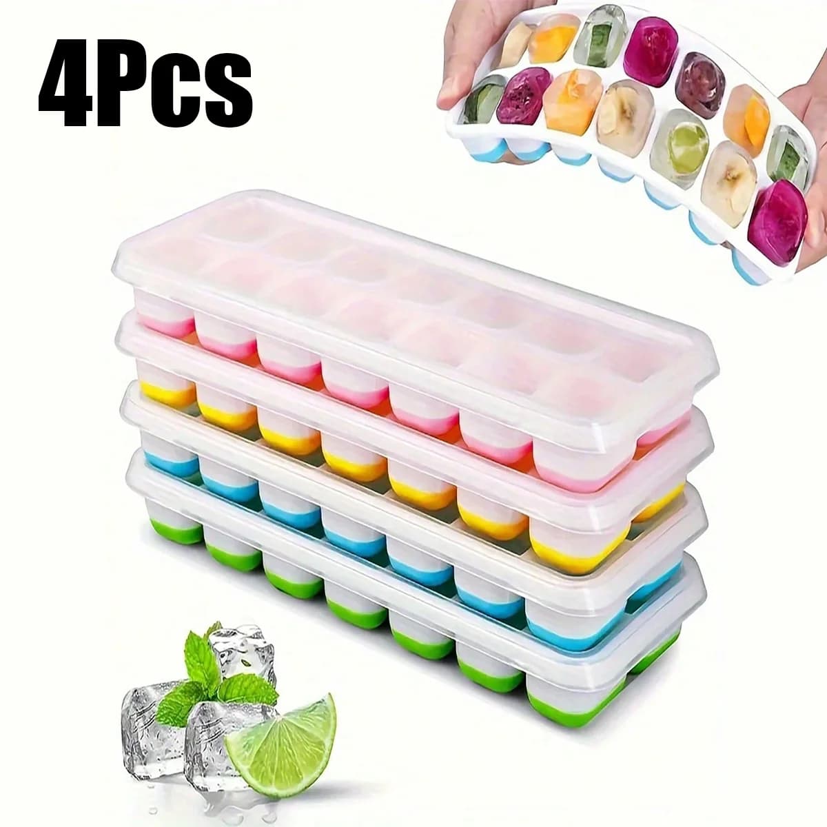 Forma de Cubos de Gelo com 14 Compartimentos e Tampa