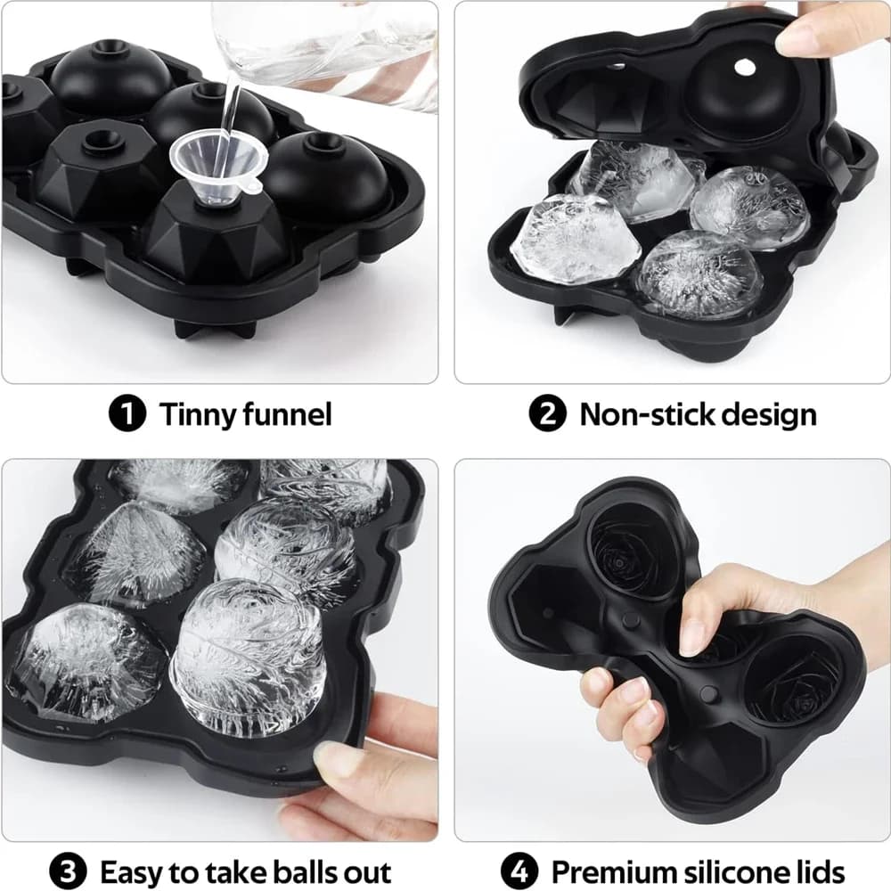 Forma de Cubos de Gelo Rosa 6 Cavidades com Funil