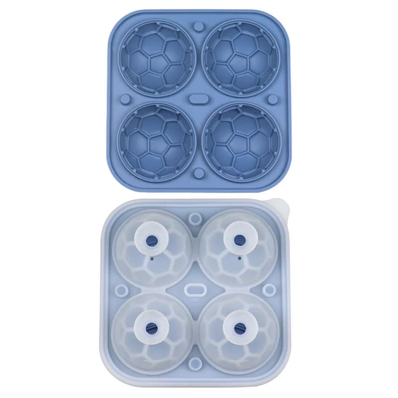 Forma de Cubos de Gelo de Futebol com 4 Cavidades e Tampa