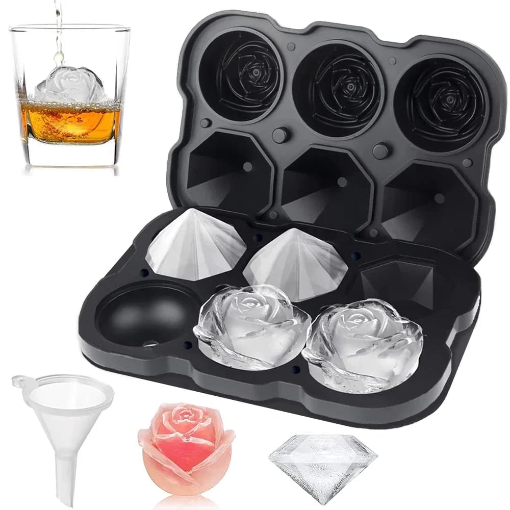 Forma de Cubos de Gelo Rosa 6 Cavidades com Funil