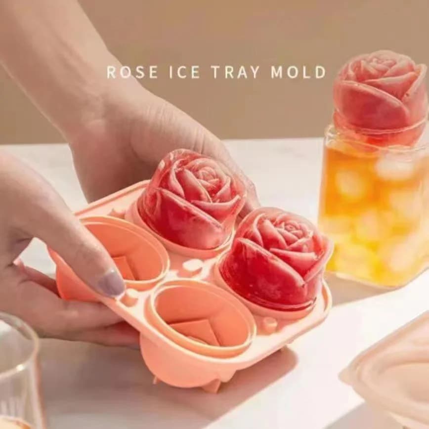 Forma de Cubos de Gelo Rosa 4 Cavidades